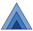 A blue triangle with four triangles in it.
